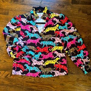 Crosby by Mollie Burch Blouse with Abstract cheetah/leopard print